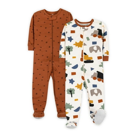 

Little Star Organic Baby & Toddler Boy 2 Pk Footed Full Zip Snug Fit Pajamas Size 9 Months - 5T