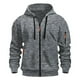 thumbnail image 1 of Dolkfu Sudadera con capucha de color sólido para hombres, chaqueta deportiva con cremallera completa, abrigo de sudadera para hombres XL, 1 of 3