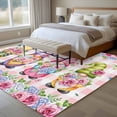 thumbnail image 4 of Spring Gnomes Area Rugs 6'x9', Washable Small Throw Rugs for Kitchen Dining room, Botanical Flowers Leaf Pink Buffalo Check Indoor Outdoor Rug Non-Slip Low Pile Carpet Runner Reversible Floor Mats, 4 of 8