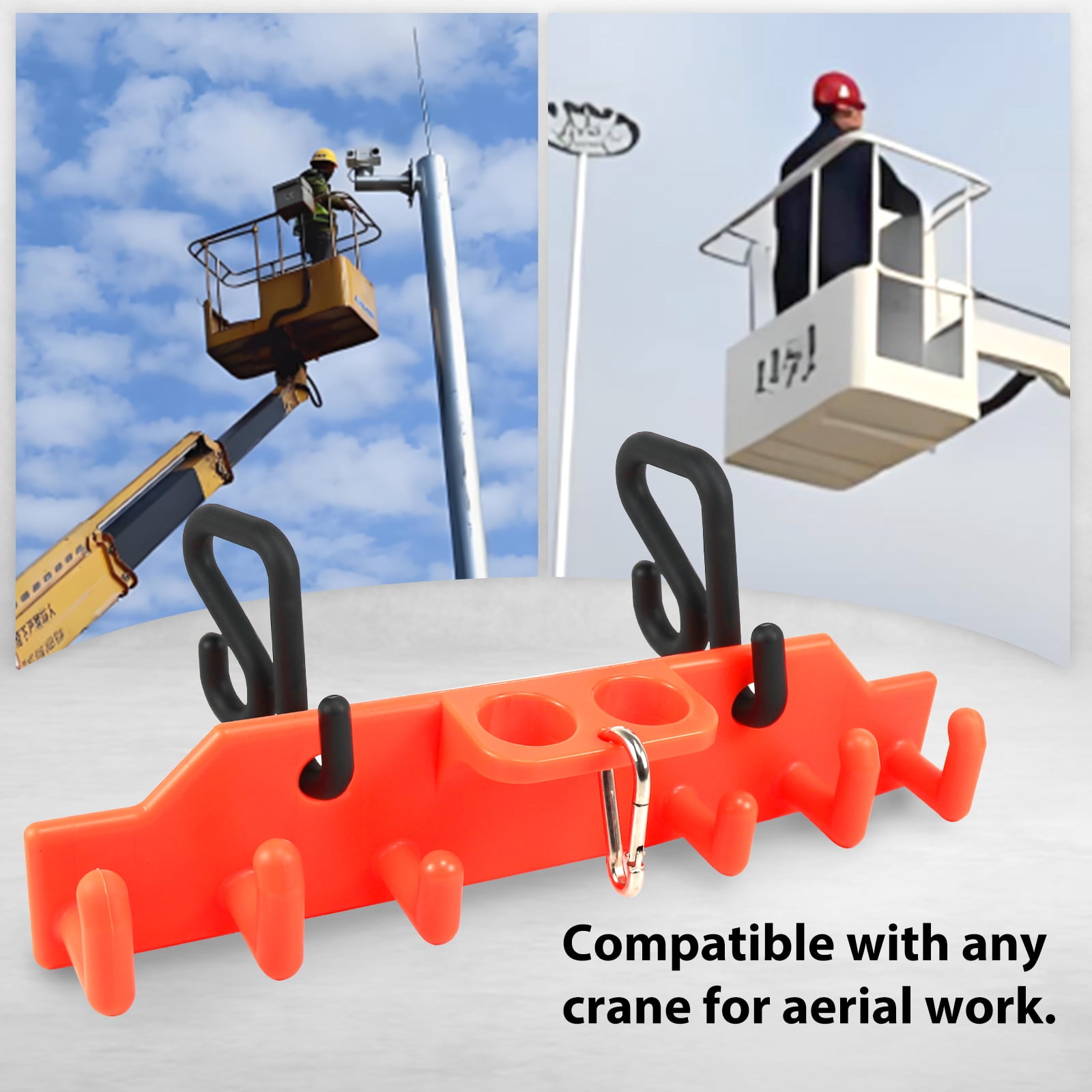 RYANSTAR RACING Lineman Tool Board Bucket Truck Tool Organizer for Bucket Trucks and Lineman Line Work Bucket Accessories Including 2Pcs 2” Aerial Bucket Hooks and 2Pcs 3” Aerial Bucket Hooks