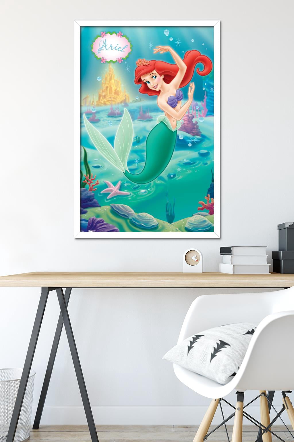Disney The Little Mermaid - Ariel - Swimming Pose Wall Poster, 22.375" x 34", Framed