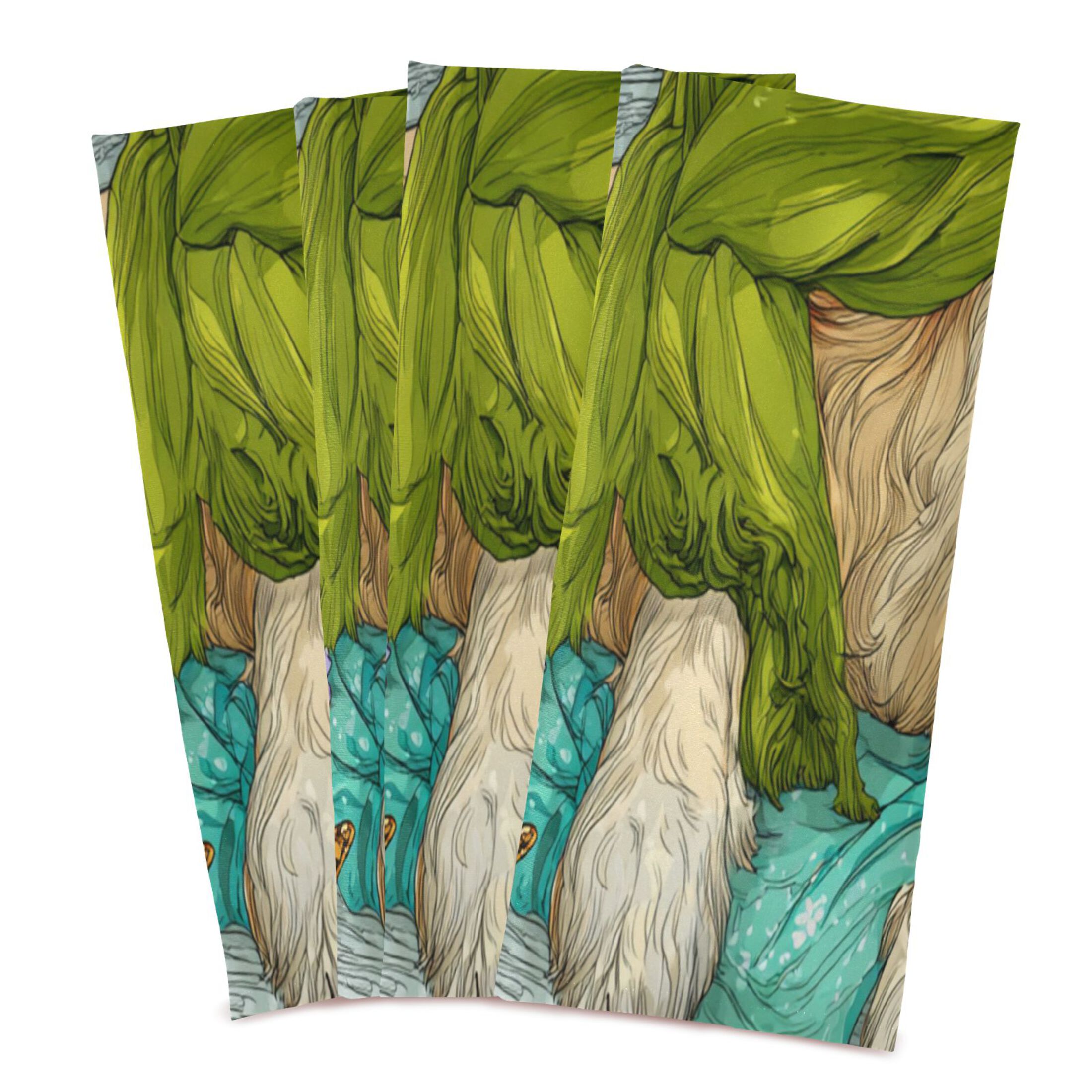 Qxltty Golden Retriever Kitchen Towels 28 x 18 Inch Set of 6 Soft Cotton Linen Feel Dish Towels with Hanging Loop for Drying, Cleaning & Decor