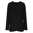 thumbnail image 6 of Lenpel Women's T Shirts Fashion Long Sleeve V Neck Floral Lace Front Solid Color Loose Tunic Tops Soft Casual Tee Blouses(Black,X-Large), 6 of 7