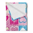 thumbnail image 2 of Love Soft Flannel Fleece Throw Blanket, Hearts in Square Shapes Geometrical Celebrate Childish Children Artwork, Cozy Plush for Indoor and Outdoor Use, 60" x 80", Blue Ivory Pink, by Ambesonne, 2 of 5