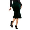 thumbnail image 3 of Falda Midi Ajustada de Cintura Alta de Terciopelo Elástico con Dobladillo de Cola de Pez para Mujeres INSPIRE CHIC XL Verde, 3 of 6