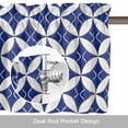 thumbnail image 6 of Abstract Art Valance Curtain for Windows Geometric Medieval Circular Modules Navy Blue Rod Pocket Curtain Valances Short Window Treatments Panels for Kitchen Bathroom Laundry Basement 60 x 18 Inch, 6 of 9