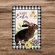 thumbnail image 3 of Letreros de metal retro con diseño de conejo de Pascua con flores y cuadros negros, placa de metal para decoración primaveral de 12 x 8 pulgadas, 3 of 3