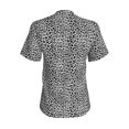 thumbnail image 3 of Uemuo Black Leopard Printed Women's Classic V-Neck T-Shirt - Soft, Breathable, Moisture-Wicking, Perfect for Casual, Office, Travel, and Everyday Wear-Large, 3 of 5