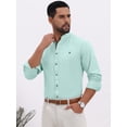 thumbnail image 4 of DARING DIVA Men's Stand Collar Long Sleeves Button Down Linen Shirts XL Light Green, 4 of 7