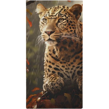 Hotbar Bath Towels Set of 2 Hand Towels for Bathroom Cotton Cheetah Leopard 2 Decorative 28x14in Absorbent Soft
