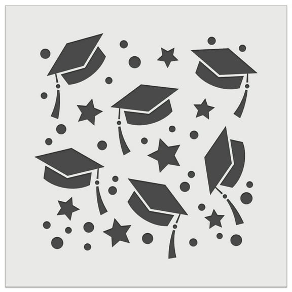 Graduation Caps Repeating Pattern DIY Cookie Wall Craft Stencil - 5.5 Inch