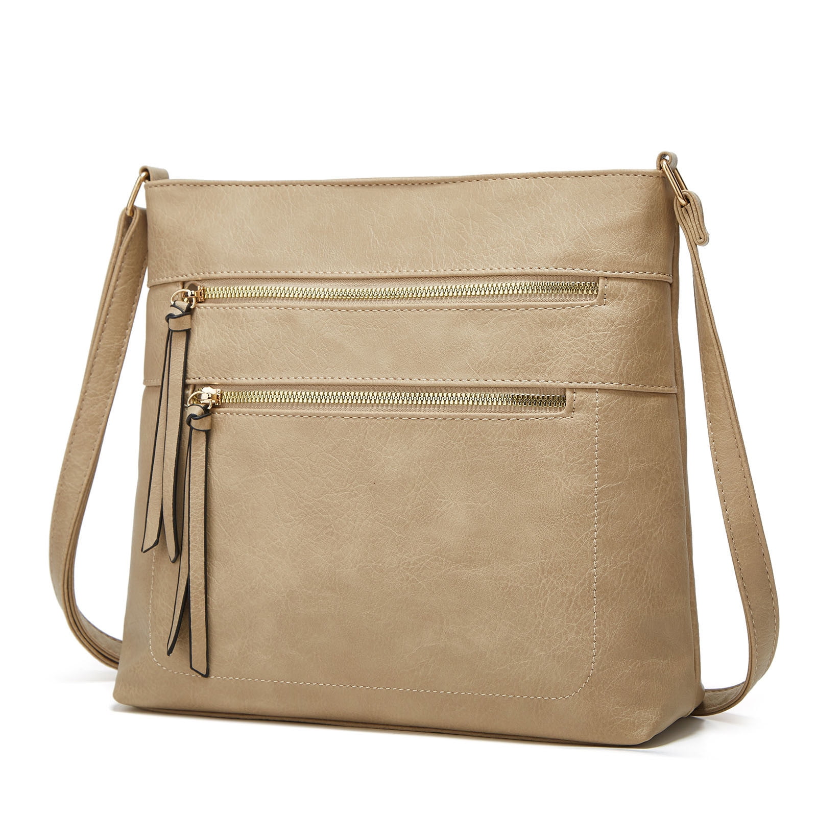 Mepaouo Vegan Leather Crossbody Bags for Women Shoulder Handbag Purse with Zipper Pockets(Khaki)