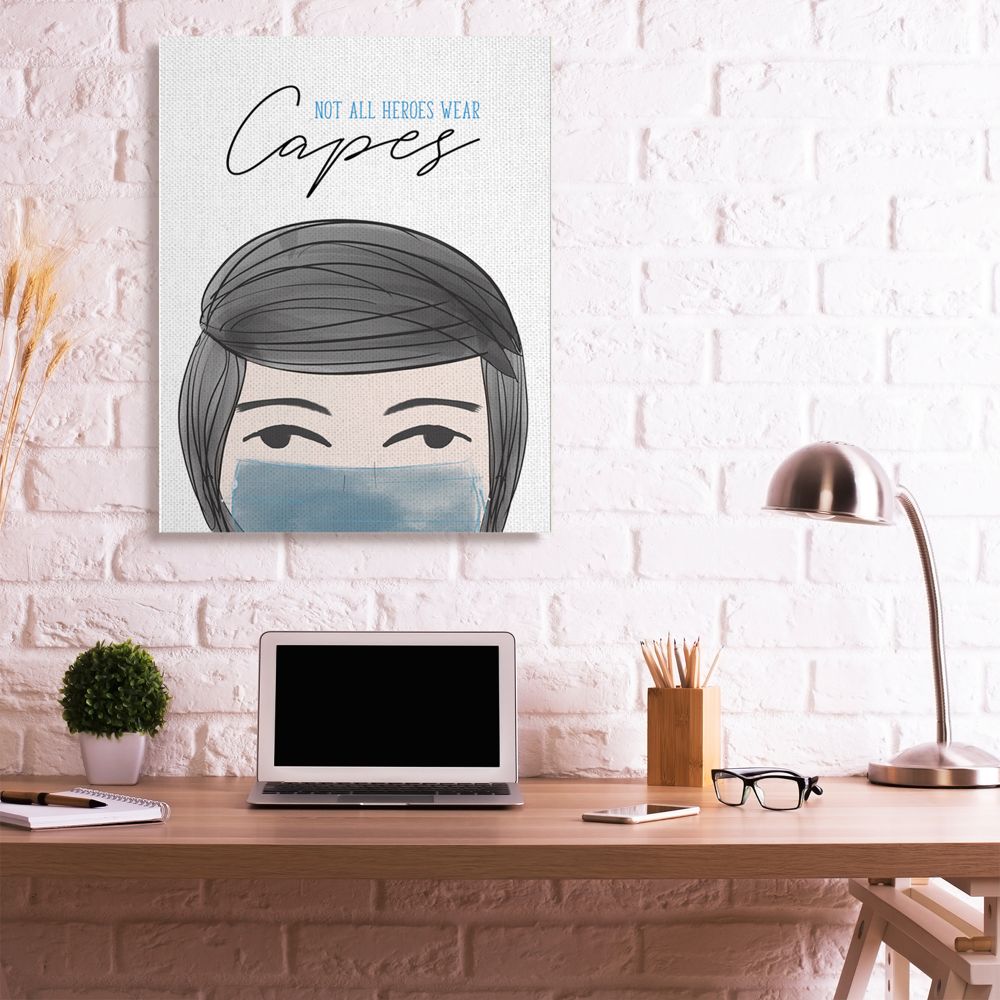 Stupell Industries Not All Heroes Wear Capes Face Mask Quote Canvas Wall Art Design by Anna Quach