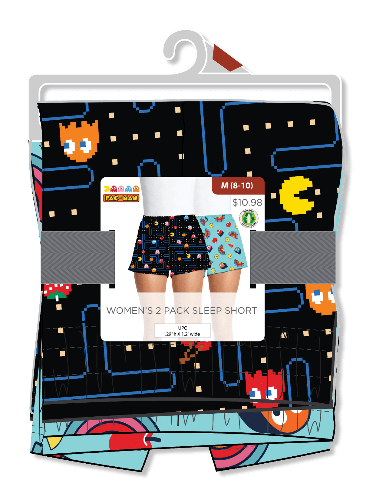 Pac-Man Women's and Women's Plus Print Sleep Shorts, 2-Pack, Sizes XS-3X