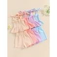 thumbnail image 4 of Aojekbee Baby Girls Summer 2 Piece Solid Color Bandage Sleeveless Camisole Tops and Elastic Shorts Set Fashion Cute Clothes, 4 of 10