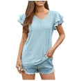 thumbnail image 1 of Birdeem Mode Femmes Été Col en V Uni Manches Courtes Aguichant Haut Blouse, 1 of 6