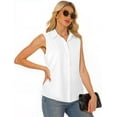 thumbnail image 4 of Sleeveless Button Down Shirts for Womens, Solid Casual Blouse V Neck Tank Tops for Business, Classic Collared Basic Tops, 4 of 5
