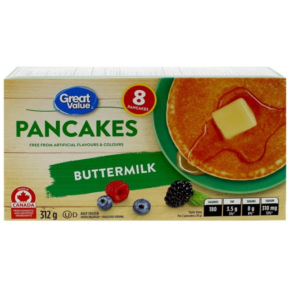 Great Value Frozen Buttermilk Pancakes, 8 Pancakes (312 g)