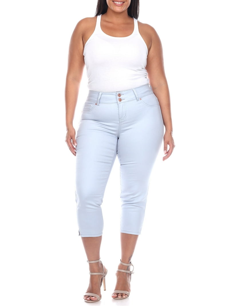 White Mark Women's Plus Size Capri Jeans