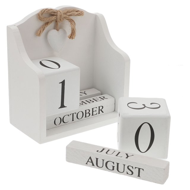 AURARMLET 1Pcs Calendrier Perpétuel en Bois pour Bureau Ornements Style Rural Européen