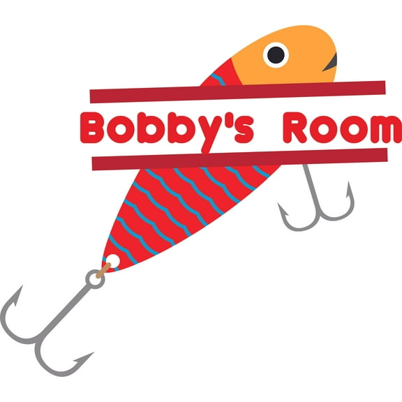 Fishing Hook Bobber Fish Customized Wall Decal - Custom Vinyl Wall Art Personalized Name - Baby Girls Boys Kids Nursery Daycare Bedroom Wall Decal Room Decor Wall Stickers Decoration Size (20x20 inch)