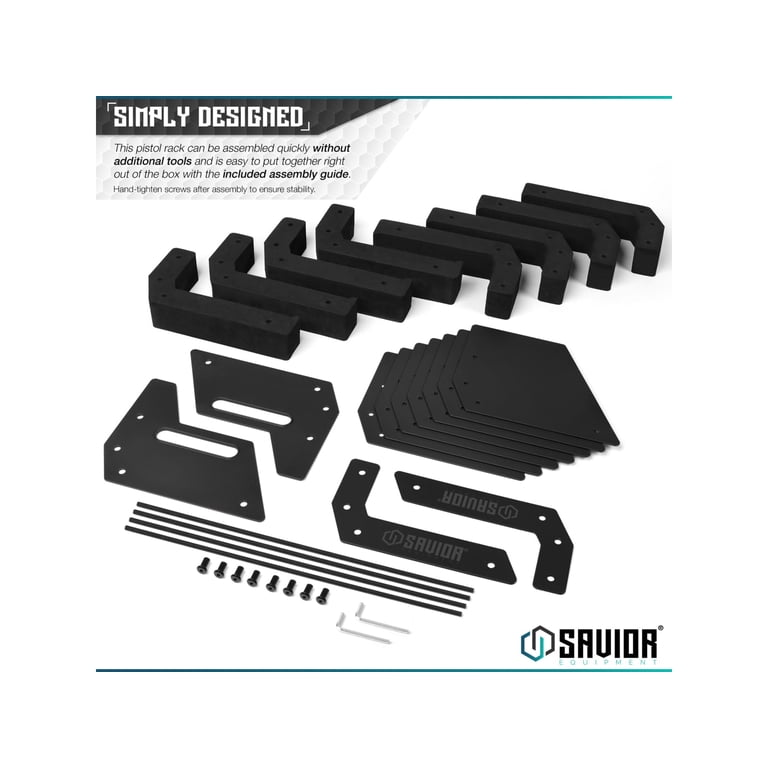 Savior Equipment 8 Slot Pistol Rack, Black, 7in H x 16.5in L x 9.5