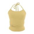 thumbnail image 5 of Womens Summer Tops Backless Tie Neck Double Lined Basic Halter Tops for Women Yellow M, 5 of 7