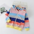 thumbnail image 3 of SYNPOS Todder Girls Zip-Up Sweatshirts Toddler Rainbow Stripes Jacket Long Sleeve Hooded Shirts Pullover Tops Fall Outwear 2-7T, 3 of 4