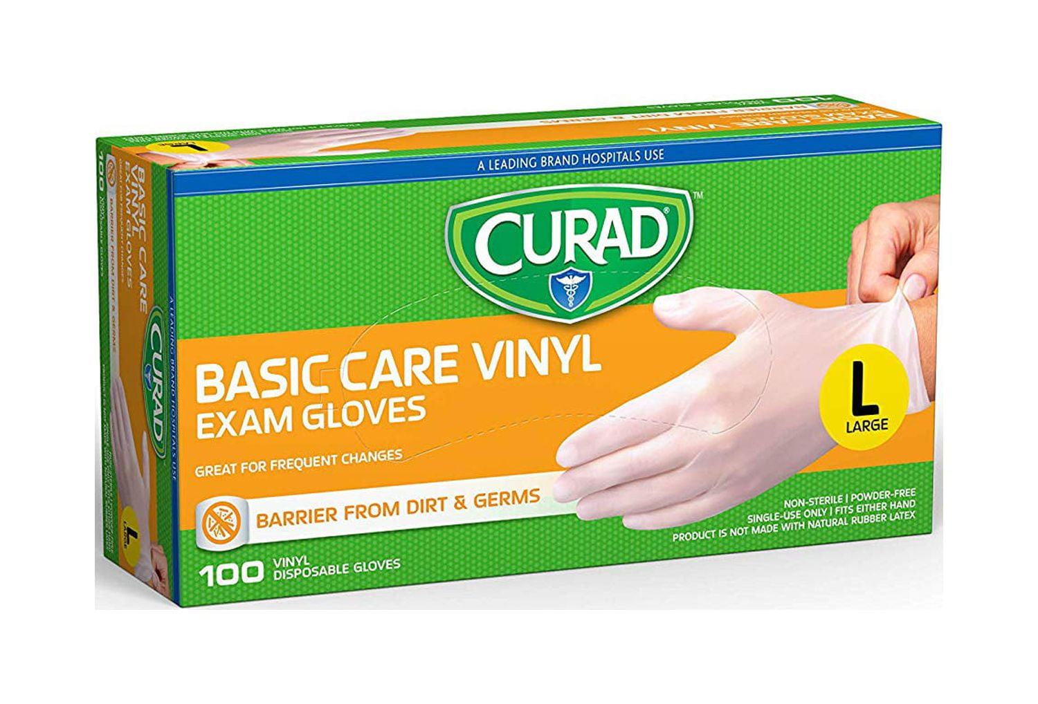 Curad Basic Care 3G Vinyl Exam Gloves, Medium, 300 ct (CUR8235)