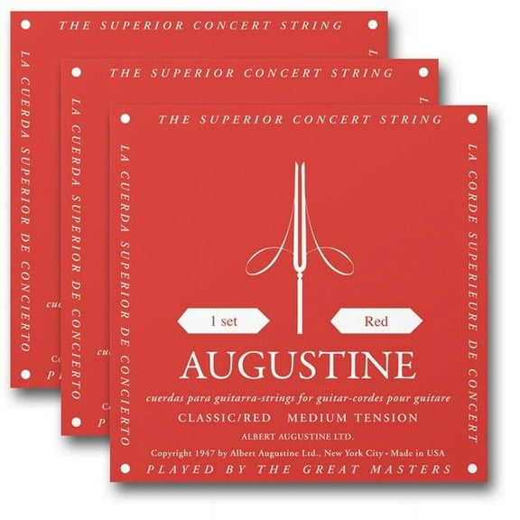 Augustine Strings 362581 Medium Tension Nylon Guitar Strings, Classic & Red