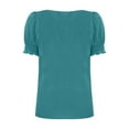 thumbnail image 5 of Fanxing Womens Summer Tops Square Neck Dressy Casual Ruffle Trim Sleeve Cute T Shirts Trendy Clothes Sky Blue,XXL, 5 of 8