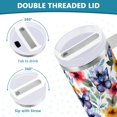 thumbnail image 3 of Yayeee 40oz Stainless Steel Tumbler with Straw and Handle Double-Wall Insulated Travel Water Bottle, Watercolor Flowers Pattern, 3 of 8