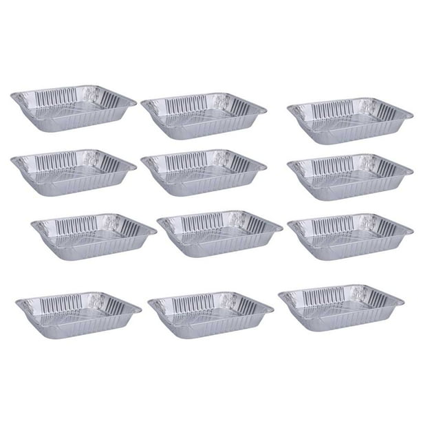 Yuarrent Caja de embalaje desechable de papel de aluminio para alimentos, 12 Uds., único, multiuso, a prueba de aceite, para llevar, para Utensilios de cocina M poco profundo/sin tapa