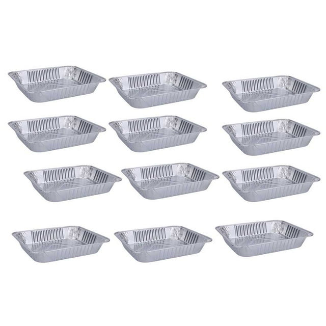 Bewildely Caja de embalaje desechable de papel de aluminio para alimentos, 12 Uds., único, multiuso, a prueba de aceite, para llevar, para Utensilios de cocina M poco profundo/sin tapa