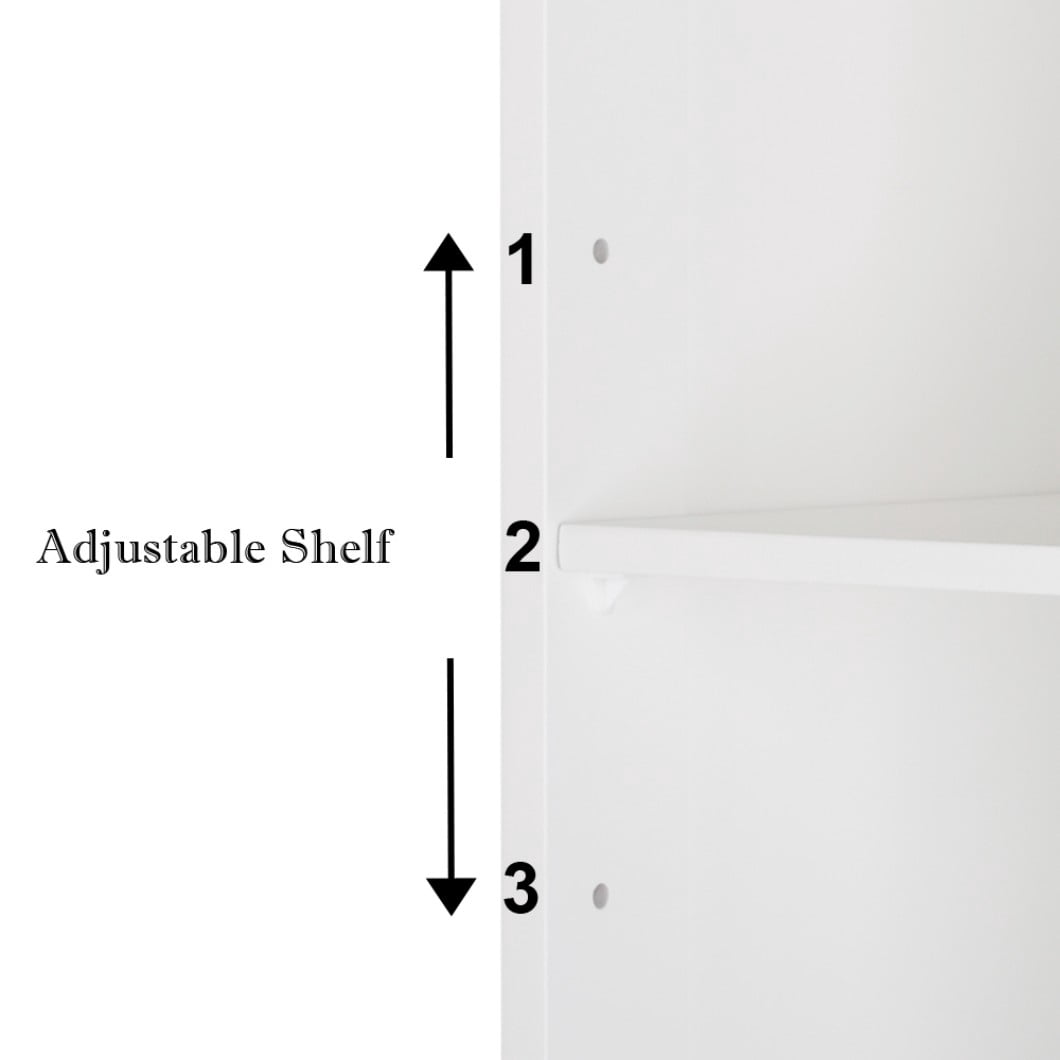Hassch Freestanding 2-Door Cabinet over Toilet/Washer, 67" Tall Bathroom Space Saver with Adjustable Shelf & Open Storage, for Small Space, White