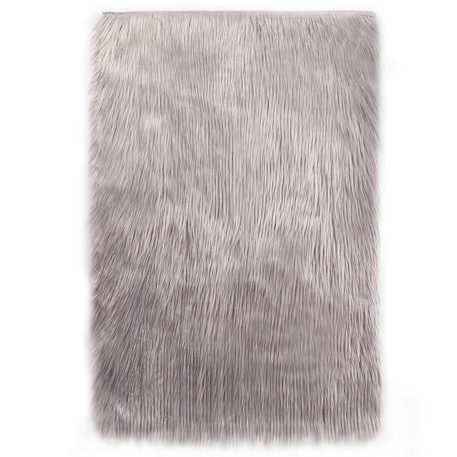 Deluxe Ultra Soft Faux Sheepskin Fur Series Fluffy Decorative Indoor Shag Area Rug, 2 x 3 Feet Rectangle, Grey, 1 Pack