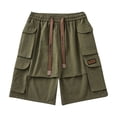 thumbnail image 2 of WREESH Men's Trendy Cargo Shorts Outdoor Workout Shorts Sprorts Casual Shorts Elastic Waist Drawstring Shorts with Multi Pockets Olive Green, 2 of 6