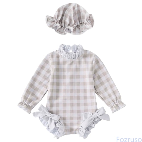 Fozruso Baby Girl Swimsuit Baby Girls Long Sleeve Swimsuit Romper With Hat Bathing Suit Beach Rash Guard 2 Piece Swimsuit Sizes 18-24 Months