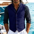 thumbnail image 3 of Zynoxe Vest Jackets for Men with Multiple Pockets Classic Sleeveless Lapel V Neck Jackets Single Breasted Mens Blazer Vest Fashionable Solid Color Casual Outer Gilet Blue M, 3 of 8
