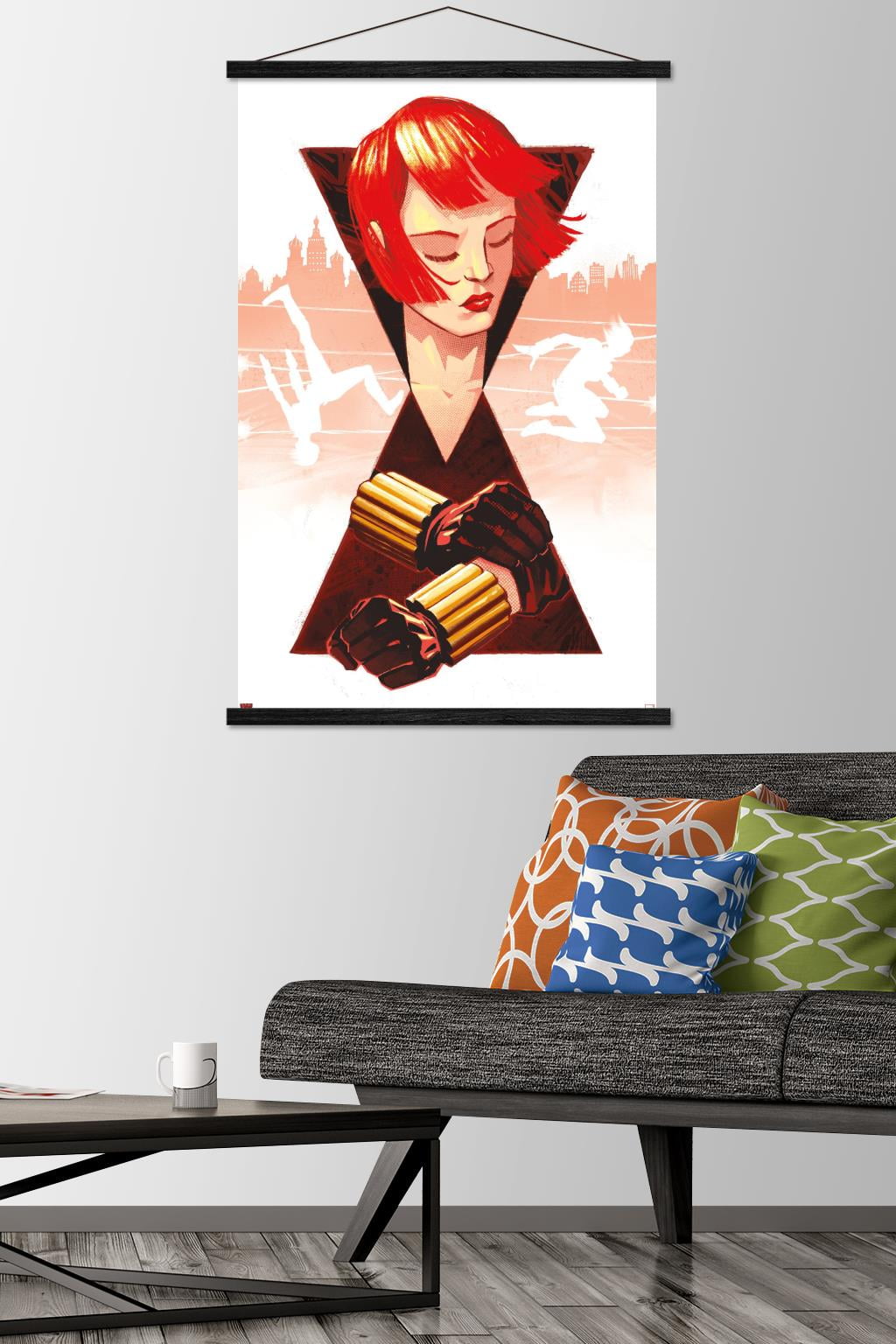 Marvel - Black Widow by Dan Thompson Wall Poster with Wooden Magnetic Frame, 22.375" x 34"