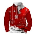 thumbnail image 2 of TFEOQRY New Men's Christmas Hoodless Pullover Sweatshirt Casual Christmas Printed Half Zip Top Sweatshirt Long Sleeve Tops Sweatshirt Red, 2 of 5