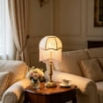 thumbnail image 2 of French Style Umbrella Shaped Tassel Fabric Lampshade, Restaurant Bedroom Desk Lamp Lighting, for Home Party Mantel Shelf Wall Door Porch and Seasonal Displays, 2 of 5