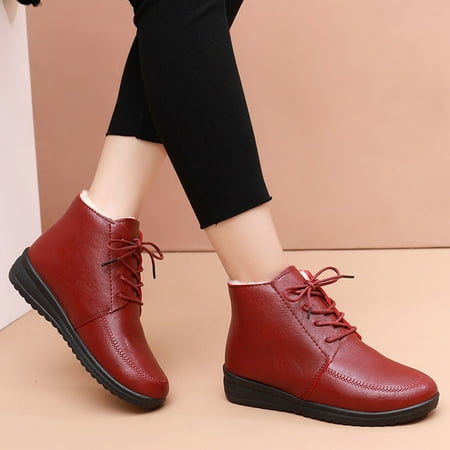

Winter Boots Women Plush Warm Shoes Casual Ankle Boots Plus Size Lace Up Shoes