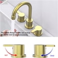 thumbnail image 3 of JERFIT 8-inch Centerset Bathroom Faucet with 360° Swivel Spout, Brushed Gold 2-Handle Deck Mount Sink Faucet, Includes Pop-Up Drain for 3-Hole Vanity, 3 of 7