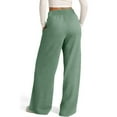 thumbnail image 4 of Sakmal Workout Pants for Women Wide Leg Baggy Pleated Sweatpants High Waisted Solid Full Length Green Pants with Pockets, 4 of 9