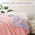 thumbnail image 2 of Exclusivo Mezcla Reversible Sherpa Fleece Throw Blanket for Couch, Soft Plush Blanket for Bed Sofa, Warm Fluffy Blankets for All Season, 50"x60", Light Pink/ Light Purple, 2 of 7