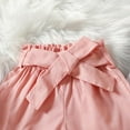 thumbnail image 5 of Odeerbi Baby Boy Girl Clothes Toddler Outfit 2025 Fashion Cute Solid Color Off Shoulder Ruffles Top Bow Shorts Suit Pink, 5 of 9