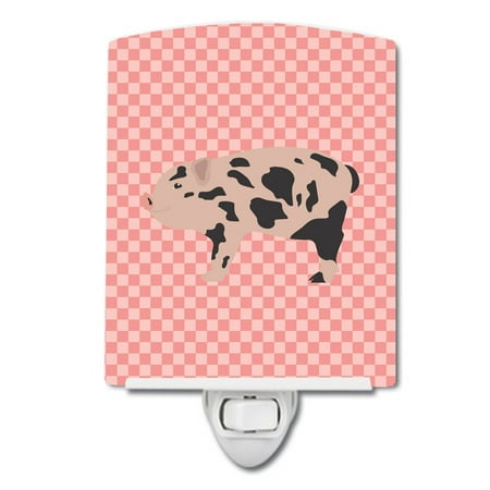 

Caroline s Treasures BB7935CNL Mini Miniature Pig Pink Check Ceramic Night Light 6x4x3 multicolor