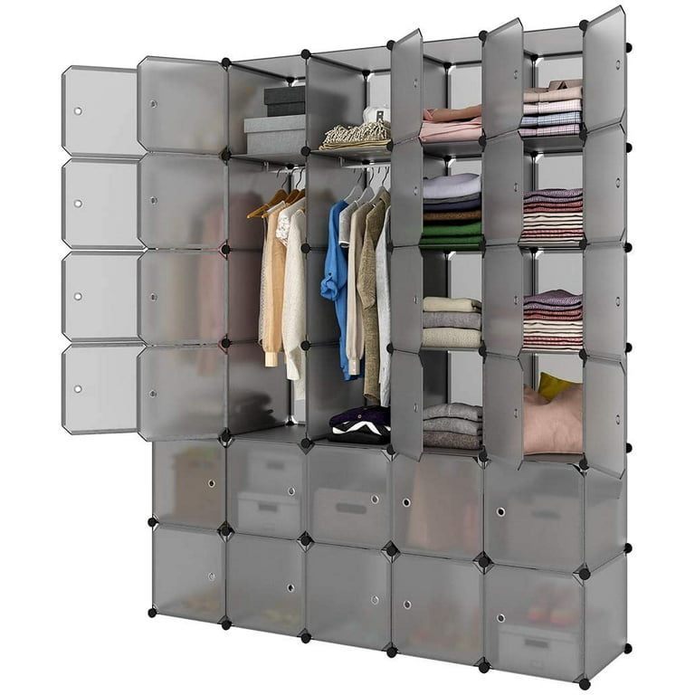 30-Cube Organizer, Closet Storage & Organization Bin, DIY Plastic Closet  Cabinet, Modular Book Shelf Organizer Units, Cube Closet Organizer Storage  Shelves, Organizer Rack with Door, A1711 