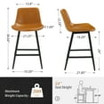 thumbnail image 6 of Dycanpo Modern Faux Leather 24 Inch,Counter Height Bar Stools Set of 2,for Home Kitchen, Whiskey Brown, 6 of 6